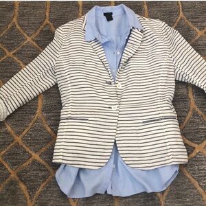 GAP Striped Cotton Double Gauze Muslin Blazer Nautical French Girl Style size 14
